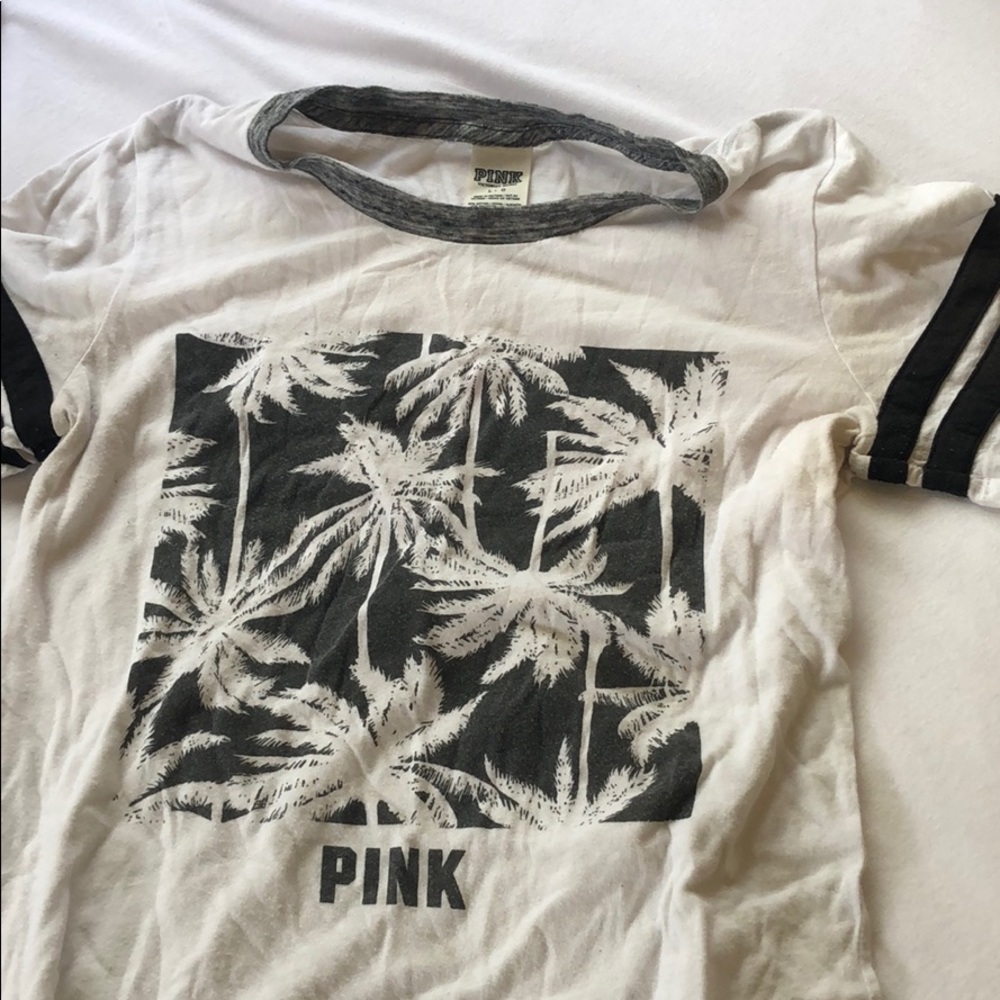 White VS PINK palm tree tee